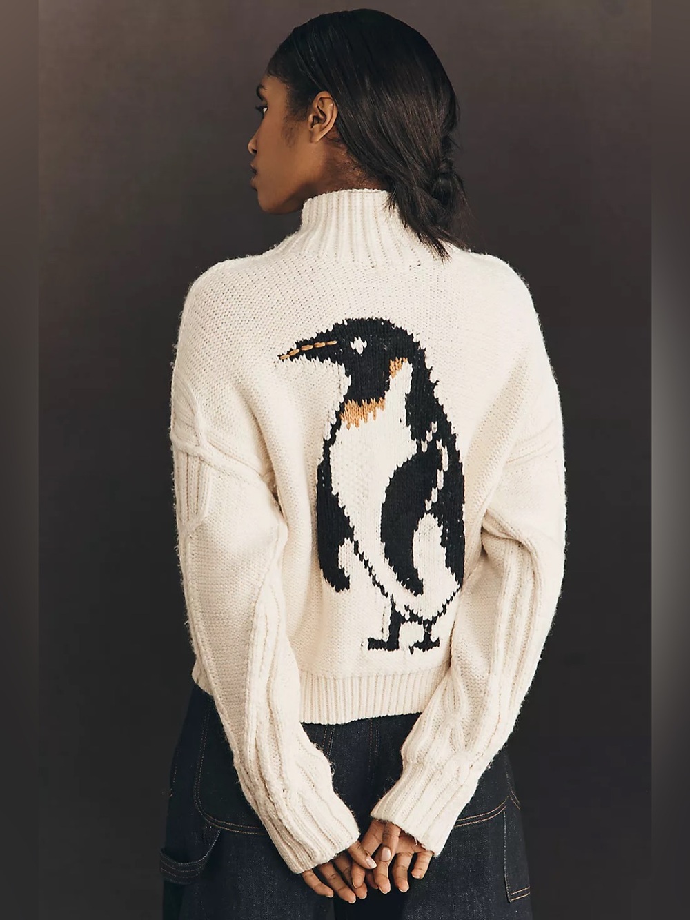 Anthropologie Pilcro Collared Cable-Knit Penguin Sweater (Size M) - NWT